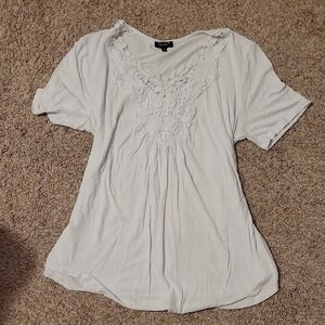 White Ruffled Blouse Relaxed Fit